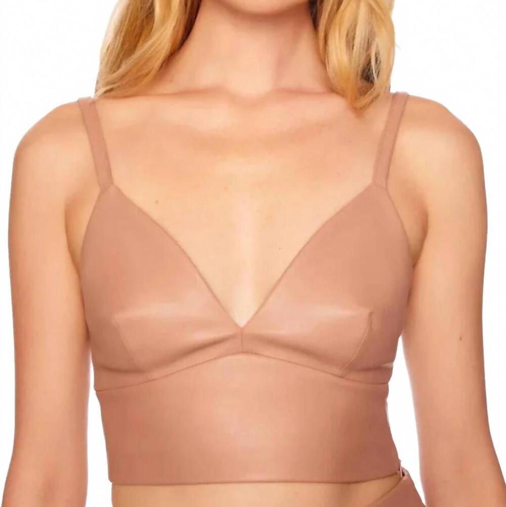 NEW SUSANA MONACO faux leather bralette in nude
